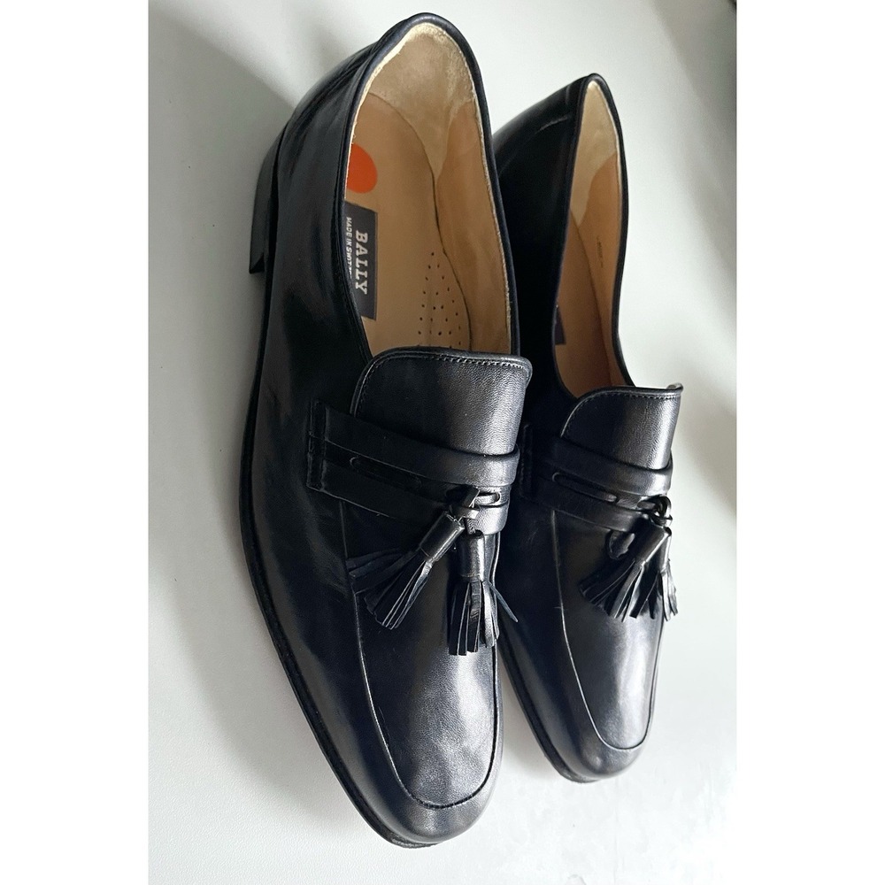 Men's Vintage Bally Of Switzerland Navy Leather Tassle Loafers PRISTINE Sz 8.5 D - Picture 3 of 13